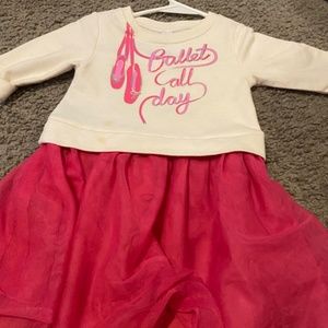 Fleece Top Ballet printed toddler girls pink Lacey Sweatshirt dress